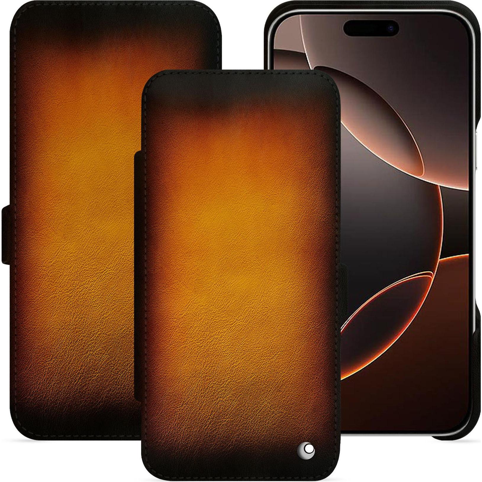 Noreve Lederschutzhülle horizontal (Apple iPhone 16 Pro), Smartphone Hülle, Violett