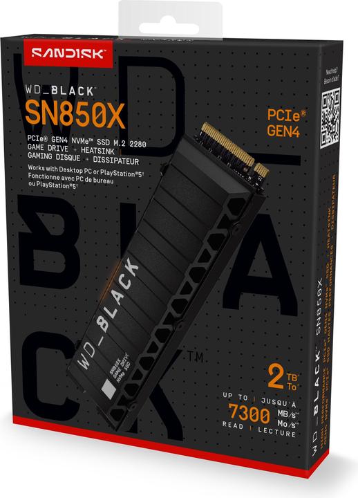 Produktbild WD Black SN850X mit Heatsink powered by SANDISK (2000 GB, M.2 2280)