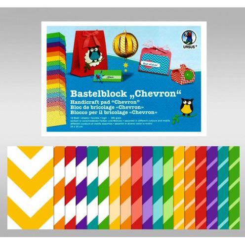 Ursus, Bastelpapier, Fotokarton Chevron 2 300g/qm 49,5x68cm VE=10 Bogen 3 Motive sortiert (300 g/m², 1 x)