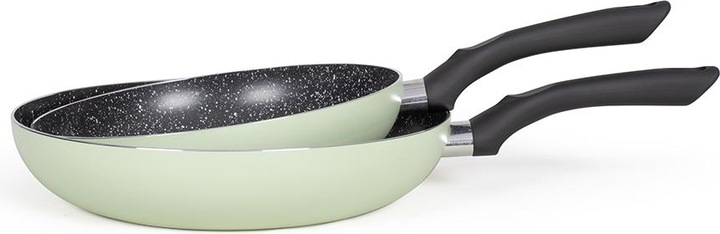 Livoo Set aus 2 Pfannen in Steinoptik (24 cm, Pfannenset + Topfset, Aluminium)