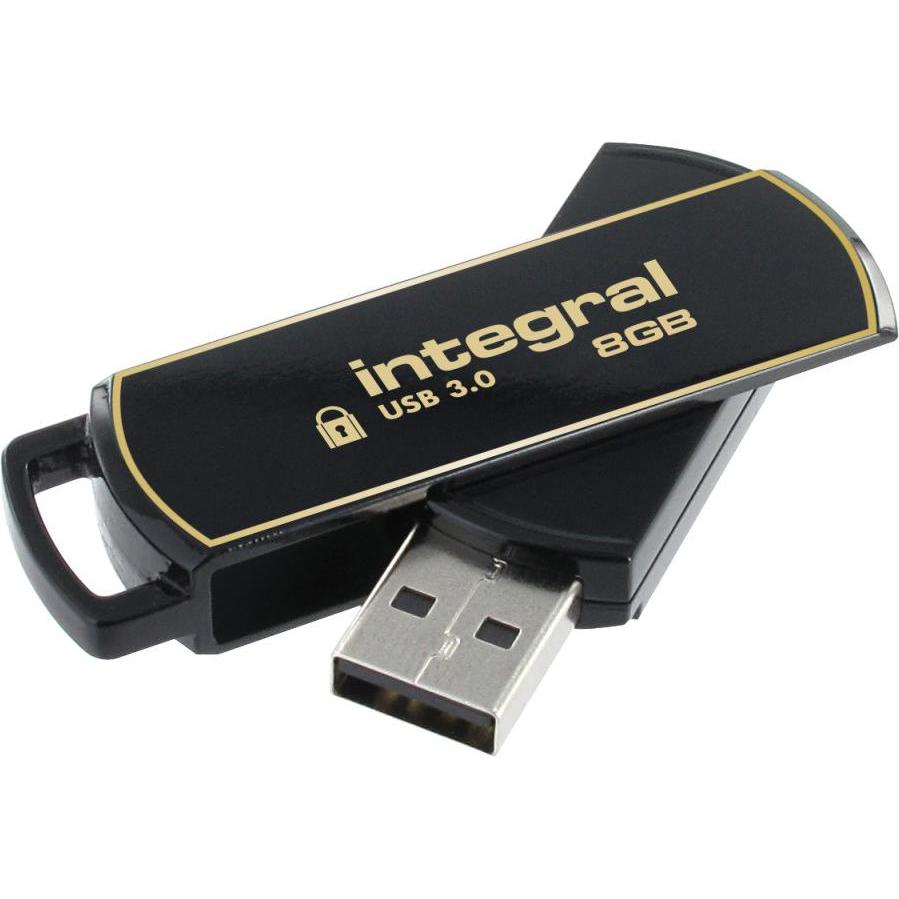 Integral 360 USB3.0 8GB (8 GB, USB-A), USB Stick, Gold, Schwarz