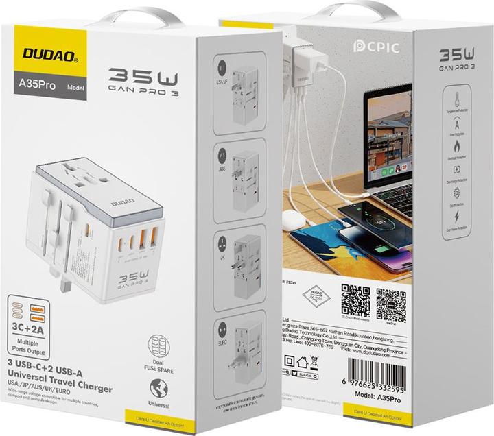 Actual product image Dudao A35 Universal Travel Adapter White