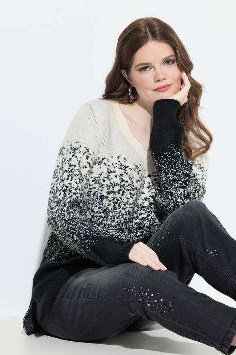 Produktbild Ulla Popken Pullover, Farbverlauf, A-Linie, V-Ausschnitt, Langarm (62)