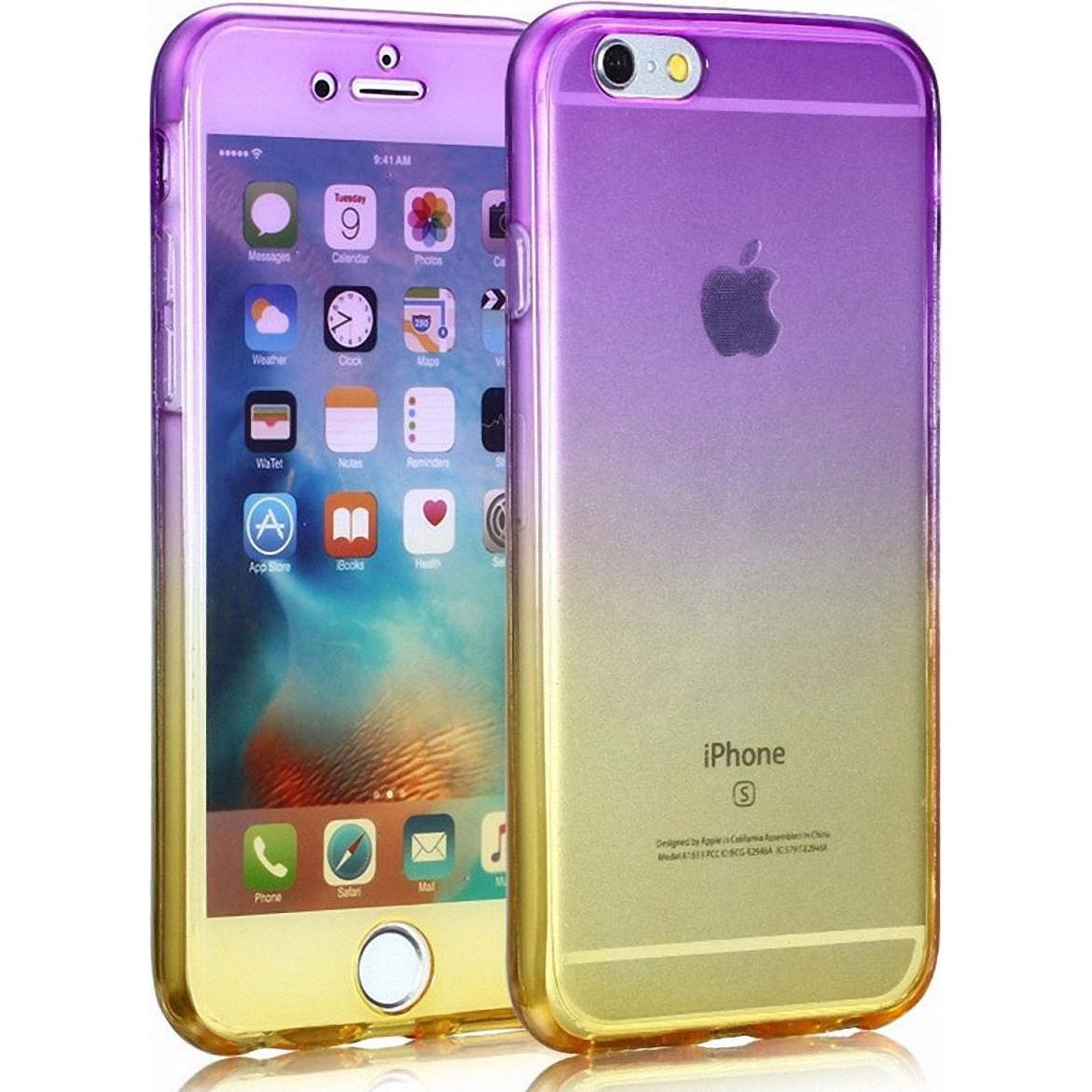 König Design Apple iPhone 8 Plus Full Body 360 Silikon Handyhülle Case Hülle Violett / Gelb (Apple iPhone 8 Plus), Smart...