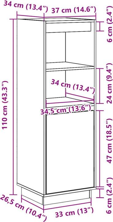 Image du produit vidaXL Highboard (37 x 37 x 110 cm)