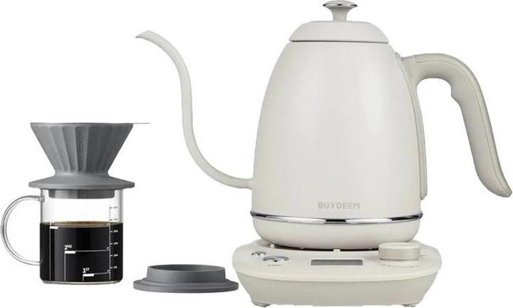 Buydeem Teapot Electric Gooseneck Coffee Kettle, model K821, color Oat White EU (0.80 l)