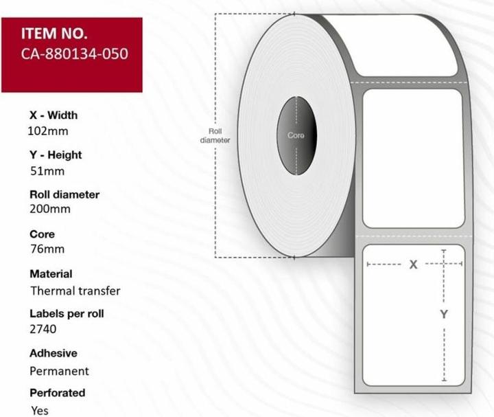 Actual product image Capture Label 102 x 51mm, Core 76mm (76 mm)