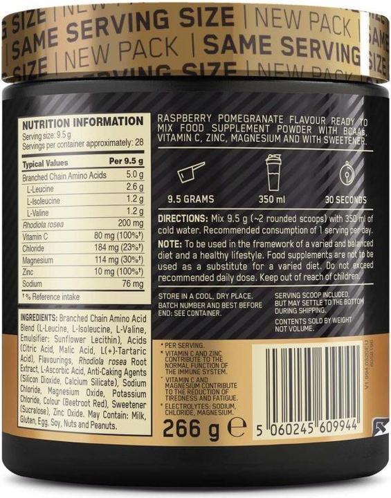 Nährwerte und Zutaten Optimum Nutrition Gold (Raspberry, Pomegranate, 1 x, 266 g)