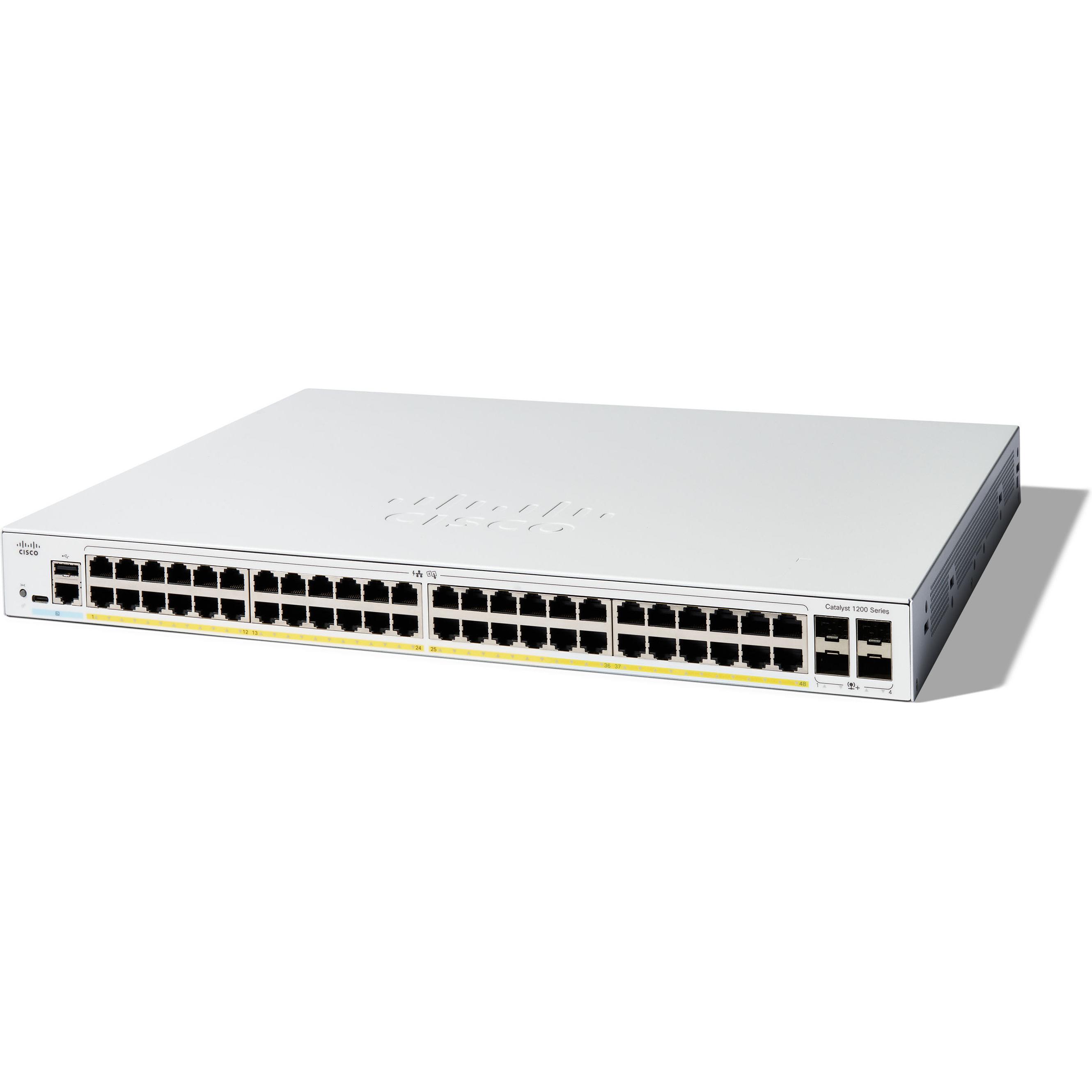 Cisco CATALIZZATORE 1200 48 PORTE GE POE (52 porte), Switch di rete, Bianco
