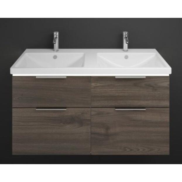 burgbad, Badmöbelset, Eqio Keramik-Doppelwaschtisch inklusive Waschtischunterschrank und LED-Waschtischunterschran