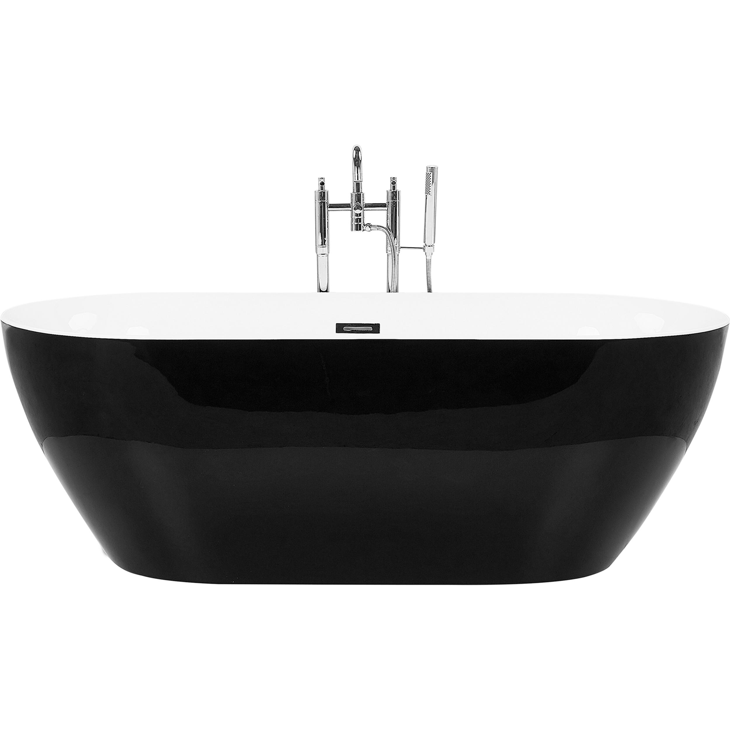 Beliani, Badewanne, Badewanne freistehend schwarz oval 160 x 75 cm CARRERA (180 l, 75 cm)