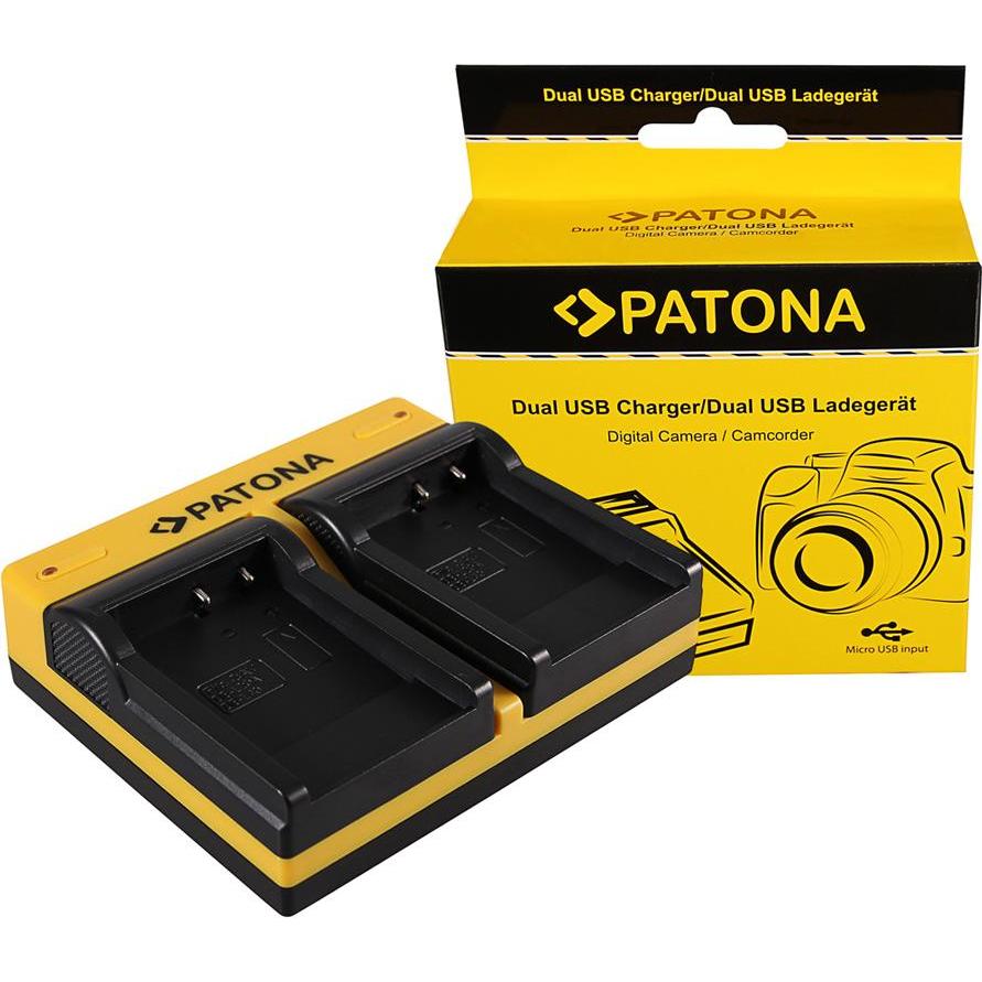 Patona Caricabatterie doppio per Sanyo DB-L40A L20A Xacti DMXC1 DMX-C1 DMXCA65 DMX-CA65 DSCC4 incl. (Caricabatterie per fotocamere), Alimentatore foto