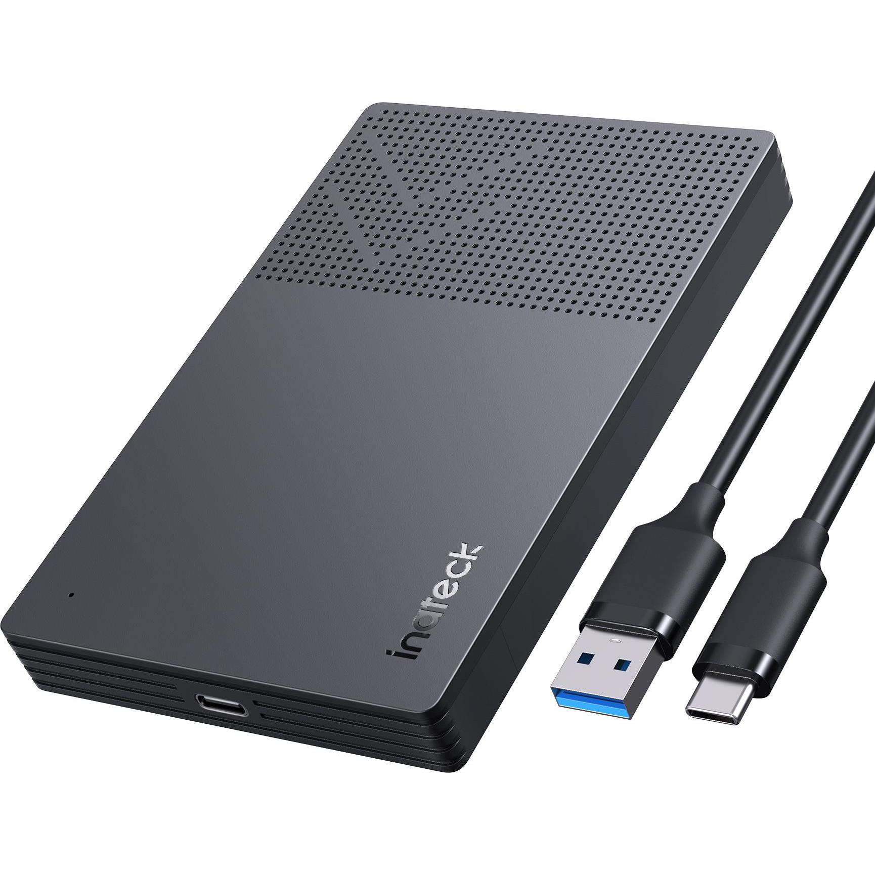 Inateck Festplattengehäuse 2,5" USB 3.2 für SSD/HDD 9.5/7mm (2.5"), Case per hard disk, Nero