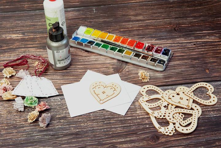 Image du produit Natura Punto 8 décorations en bois, coeurs