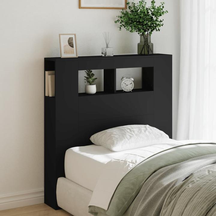 Actual product image vidaXL LED headboard black 100x18.5x103.5 cm Wood-based material, colour