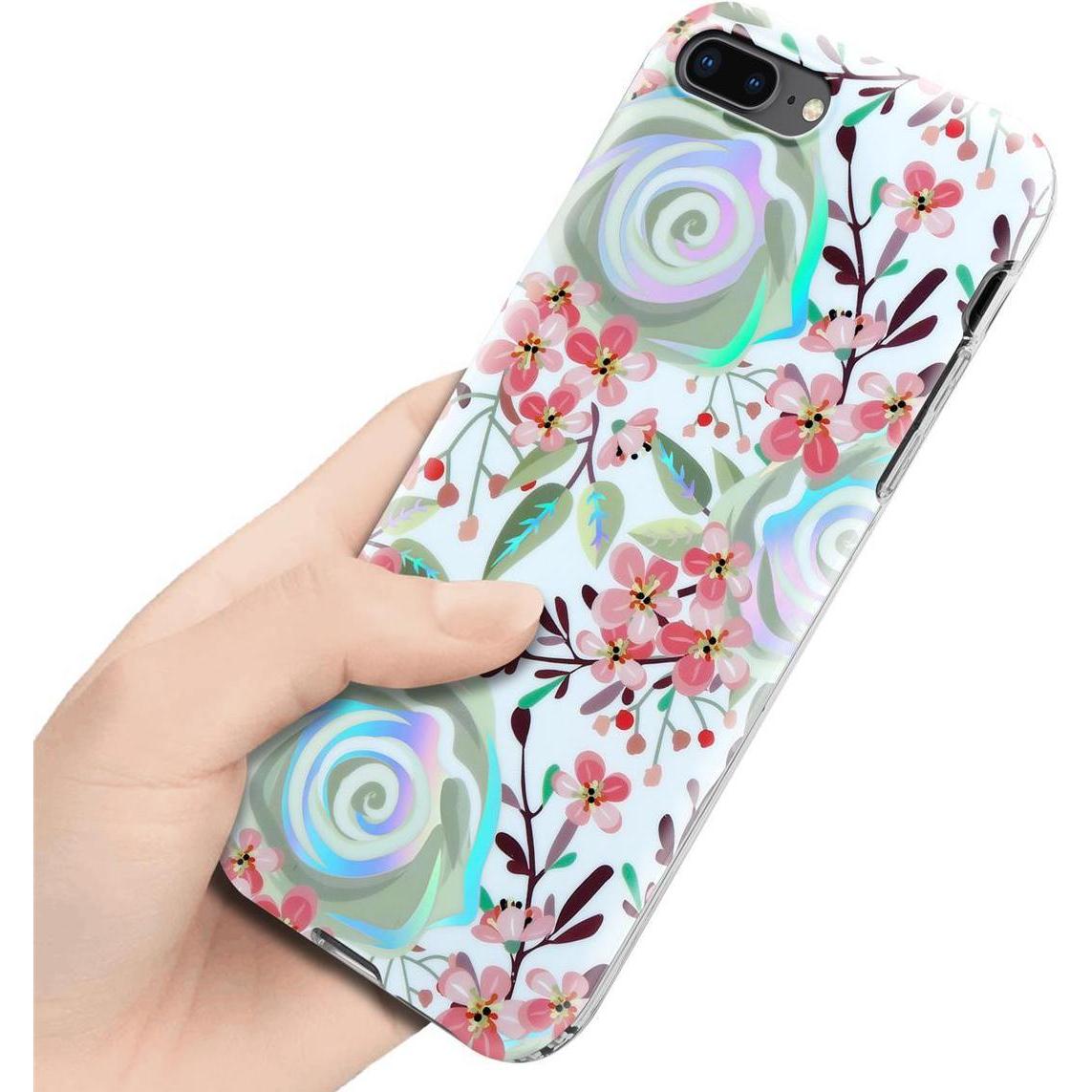 Thumbnail - Cadorabo IMD TPU Bunte Blumen & Blätter Cover (Apple iPhone 7 Plus), Smartphone Hülle, Weiss