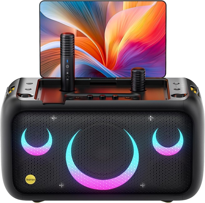 Ikarao Break X1 Karaoke-Maschine mit Bildschirm und Mikrofonen