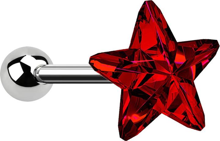 Image du produit Star Piercing Micro Barbell silber mit Stern rot (sans laiton, Acier chirurgical 316L)