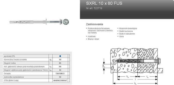 Produktbild Fischer Langschaftdübel SXRL 10x80 FUS (50 Stk.)