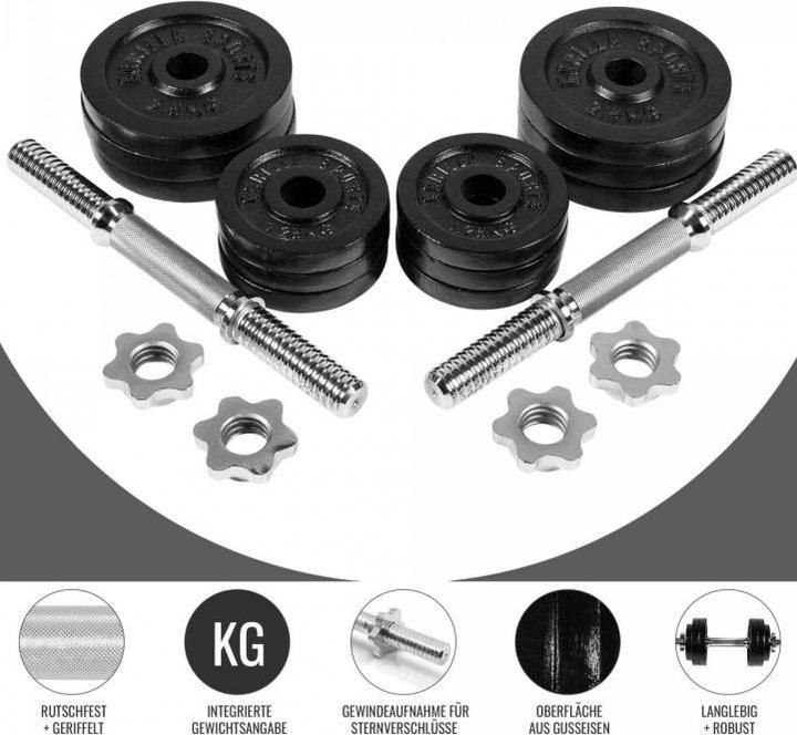 Produktbild Gorilla Sports Kurzhantelset (8 x 2.5 kg, 4 x 1.25 kg)