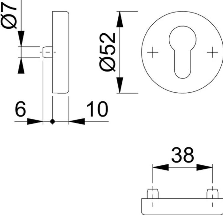 Actual product image Hoppe Key rosette 42HS Aluminium F1 Escutcheon thickness 10 mm PZ round (Door handle)