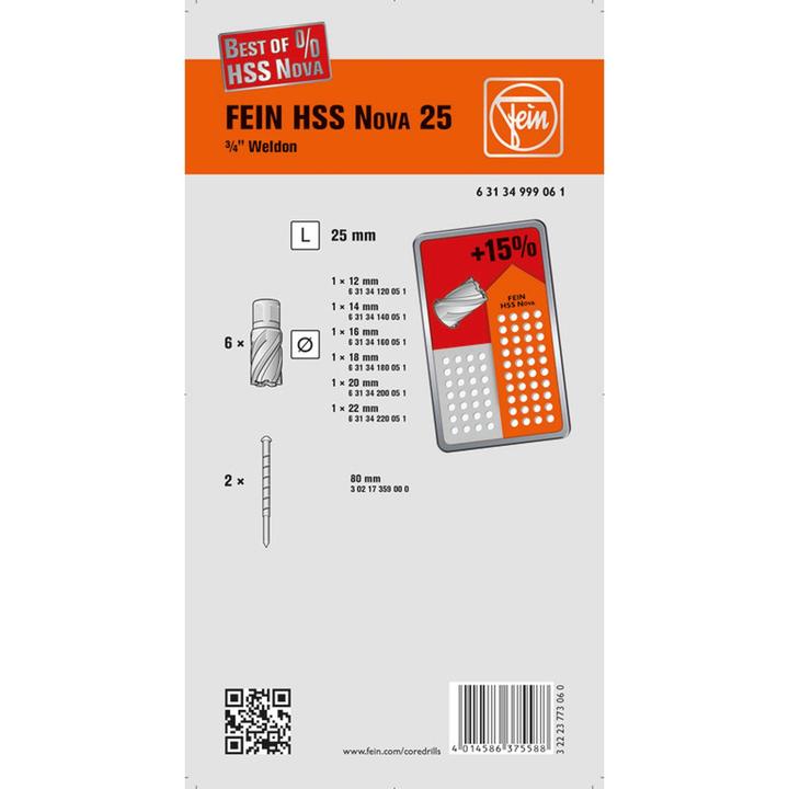 Image du produit Fein Kit de carottage 63134999061 1 S (12-22 mm)