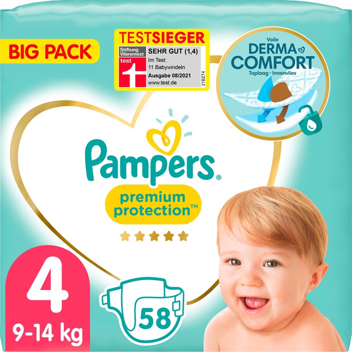 Immagine prodotto Pampers Protezione Premium (Dimensione 4, Pacco trasportabile, 58 Pezzo/i)