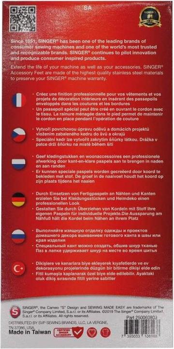 Actual product image Singer Overlock Piping Foot