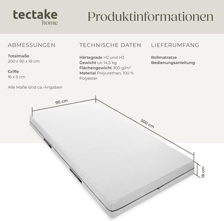 Actual product image tectake Sky (90 x 200 cm, Foam core)