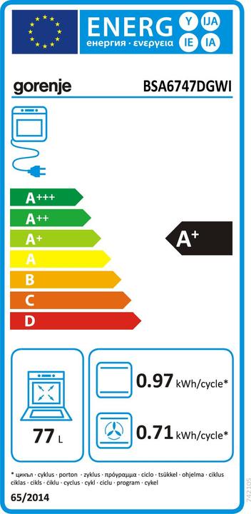 Energy Label Gorenje BSA6747DGWI