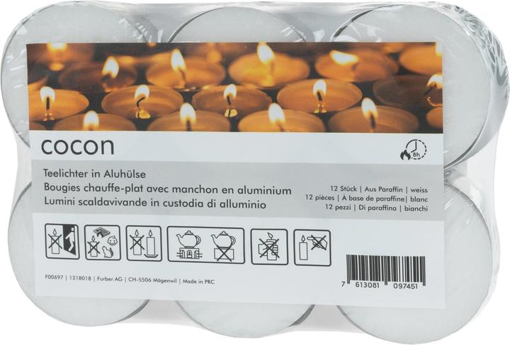 Immagine prodotto Cocon Tealights grandi in tubo di alluminio 12 pezzi, Bianco (12 pz.)