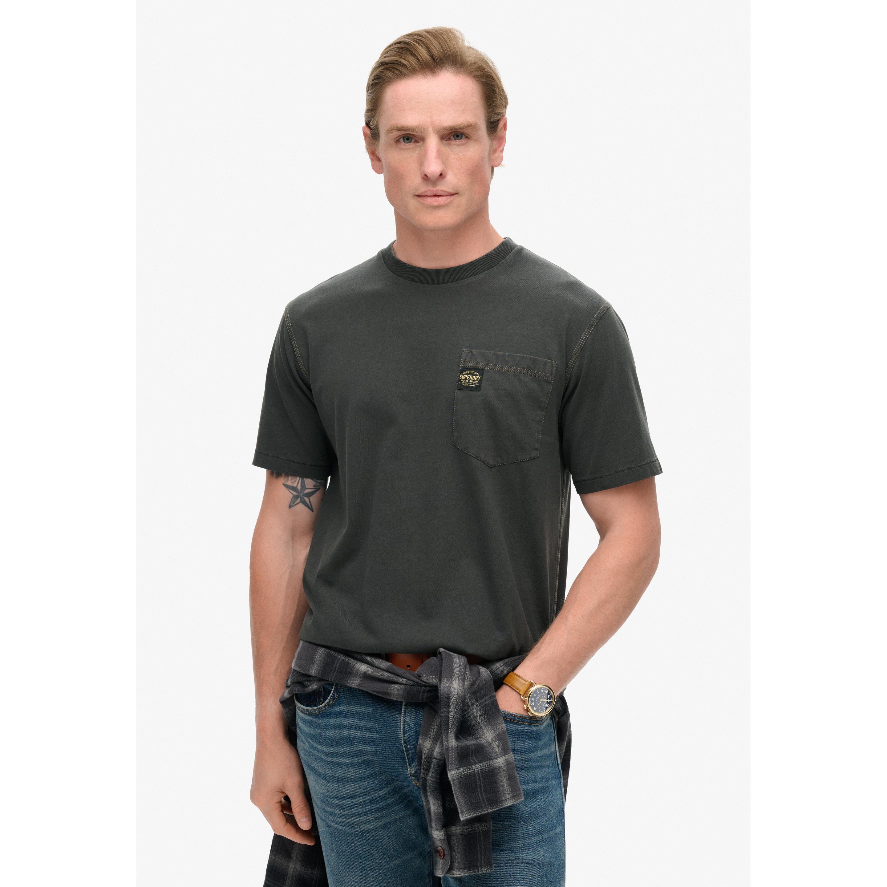 Thumbnail - Superdry, Herren, Shirt, T-Shirt mit kontrastierenden Nähten und Tasche, Grau, (M)