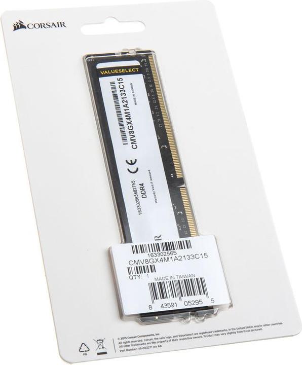 Productafbeelding Corsair Waarde selecteren (1 x 8GB, 2133 MHz, DDR4 RAM, DIMM 288 pin)