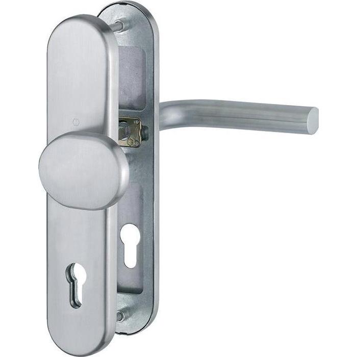 Hoppe, Türgriff + Fenstergriff, Schutzgarnitur Bonn E86G/3331/3310/150Z Vierkantmass 10mm PZ-92 F69 Edelstahl matt Türdi...