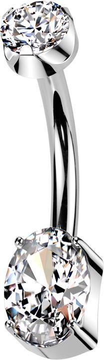Actual product image Star Piercing Banane Innengewinde silber flach Kristall silber gefasst und Ovaler Kristall silber gefasst (Titanium, without brass)