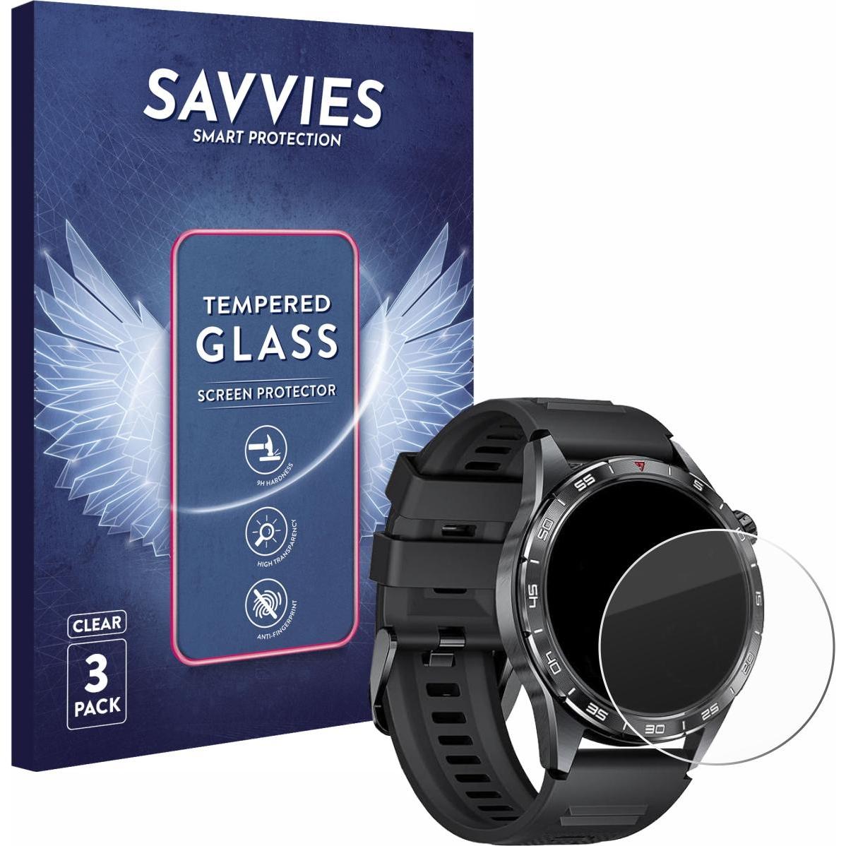 Savvies Panzerglas Displayschutz 9H Schutzglas Glas Klar Transparent, Smartwatch Schutzfolie, Transparent