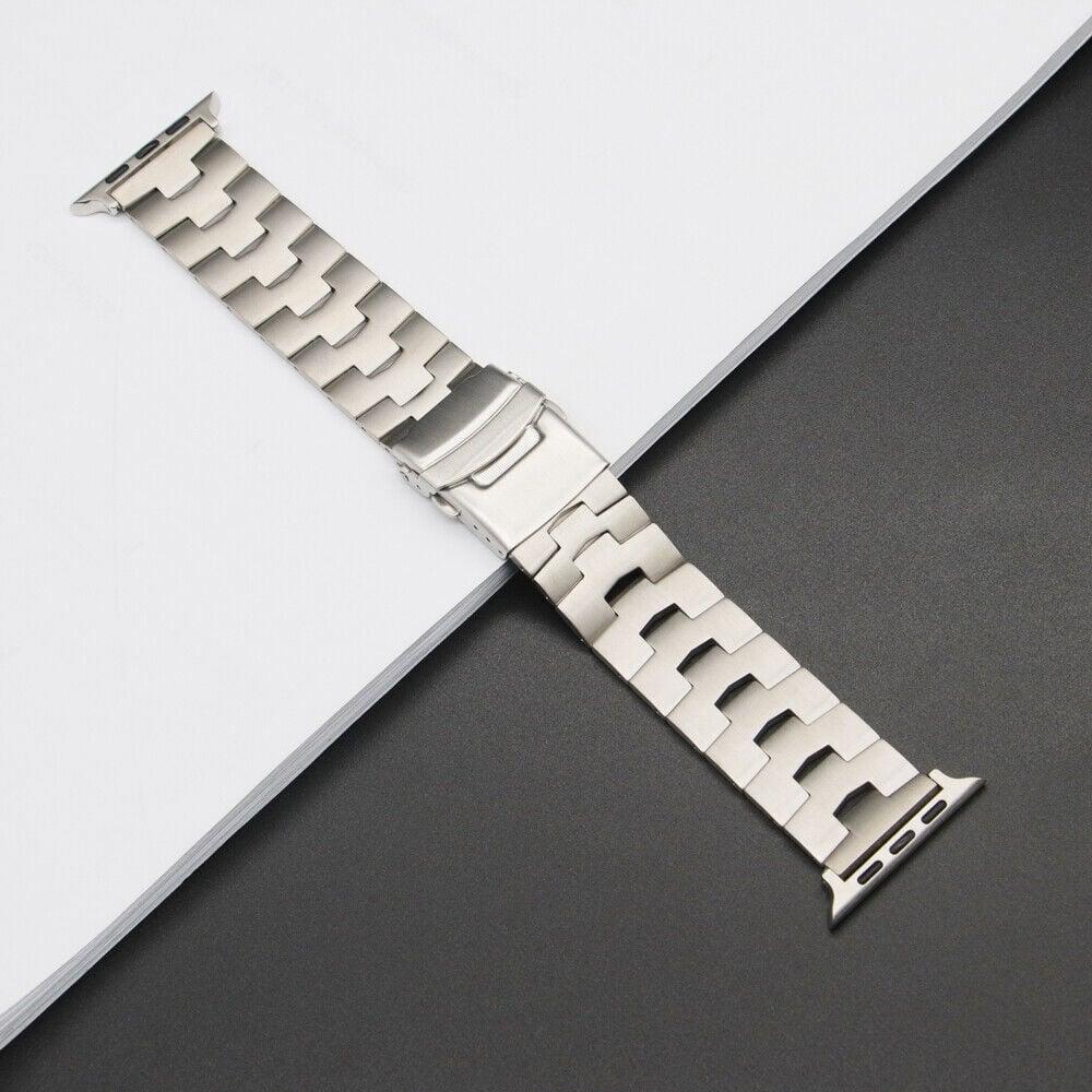 Thumbnail - Strap-it Smartwatch bandje - Geschikt voor Apple Watch grain band - zilver - Horlogeband / Polsband (Titan, Apple Watch)...