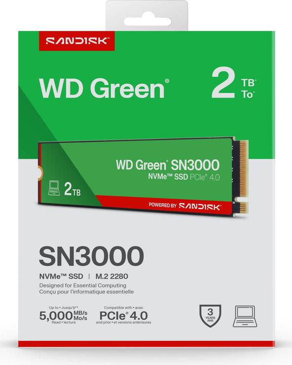 Produktbild WD Green SN3000 powered by SANDISK (2000 GB, M.2 2280)