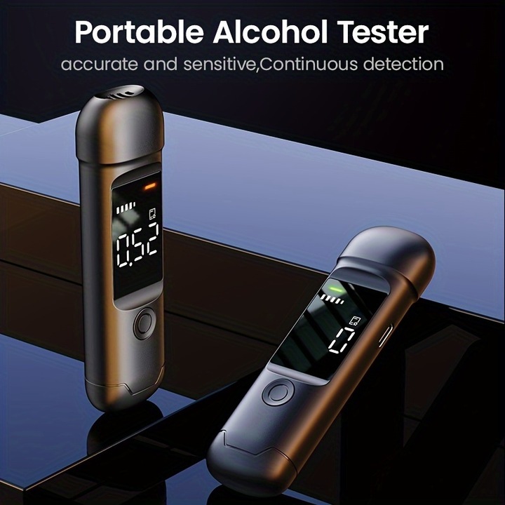 PhoneLook Digitaler Alcootest tragbares Atemalkoholmessgerät mit LCD-Display (USB-C, wiederaufladbar)