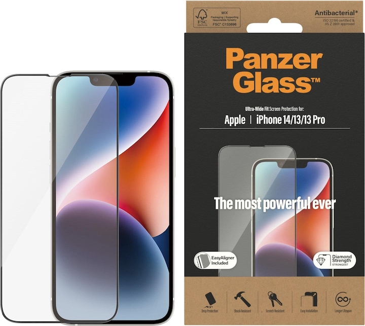 Productafbeelding PanzerGlass Ultrabrede pasvorm (1 Stuk, Apple iPhone 13, Apple iPhone 14, Apple iPhone 13 Pro)