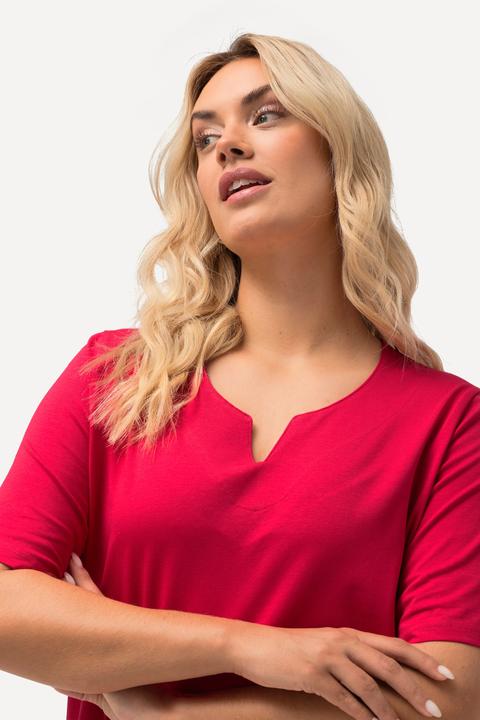 Immagine prodotto Ulla Popken T-shirt dal taglio svasato con scollo a tunica e mezze maniche (42, 44)