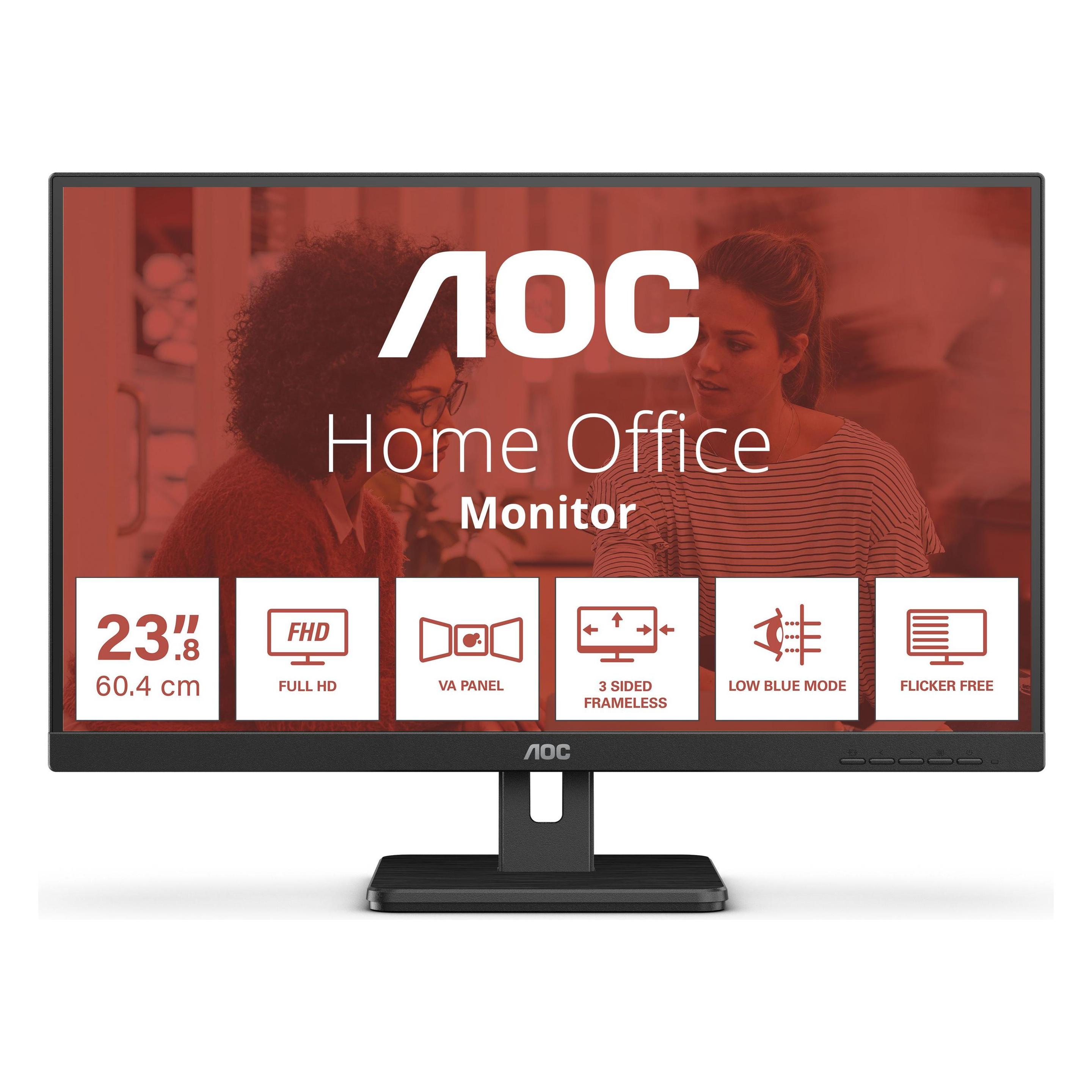 AOC 24E3UM 16:09 HDMI+DP+USB VA (1920 x 1080 Pixel, 24"), Monitor, Schwarz