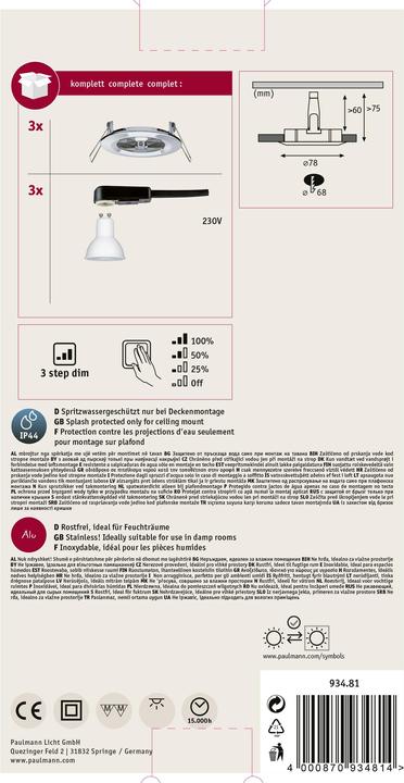 Produktbild Paulmann Einbauleuchte Nova Set (460 lm, GU10)
