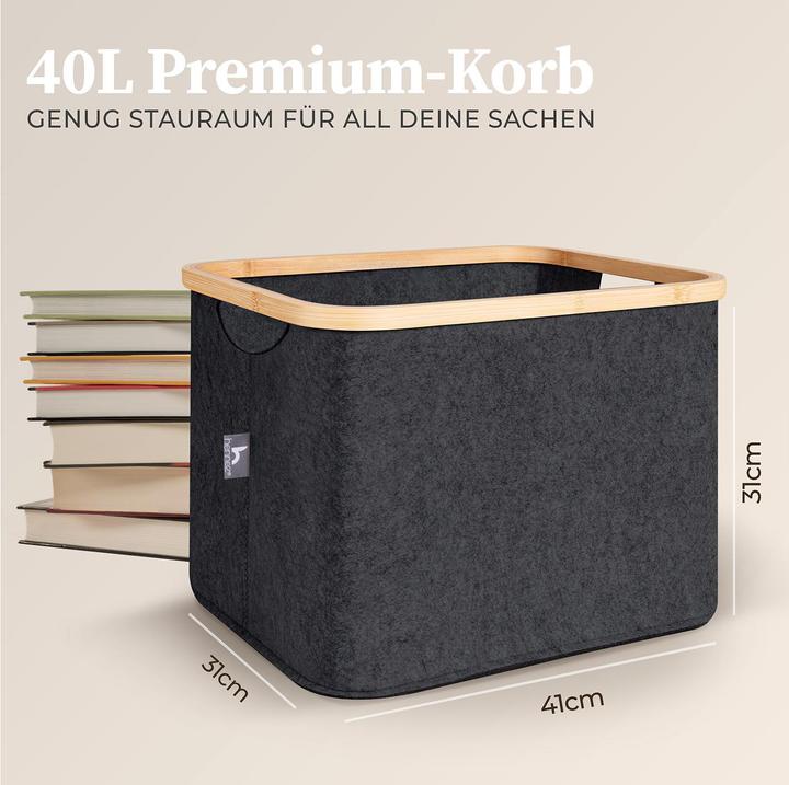 Immagine prodotto Hennez Wäschekorb Adrian 60 l, Nature/Schwarz (60 l)