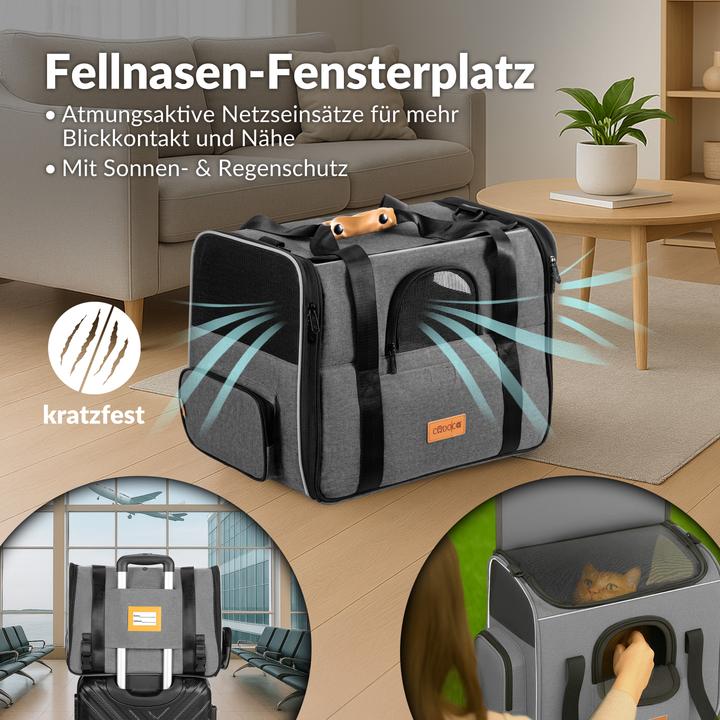 Produktbild Cadoca Haustiertragetasche (Katze, Reflektoren, Faltbar, Waschbar, Komplett zu öffnen)