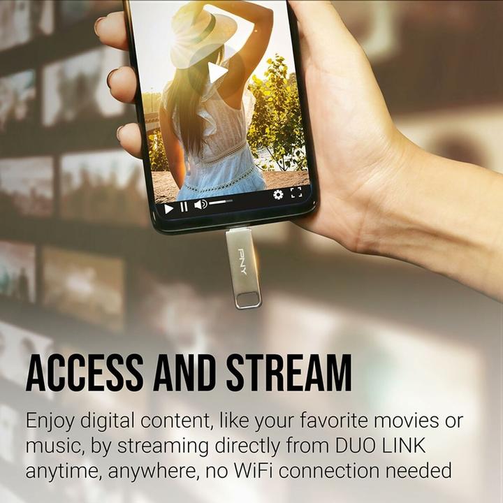 Produktbild PNY DUO LINK USB flash drive USB Type-A / USB Type-C 3.2 Gen 1 (3.1 Gen 1) Stainless steel (64 GB, USB-C)