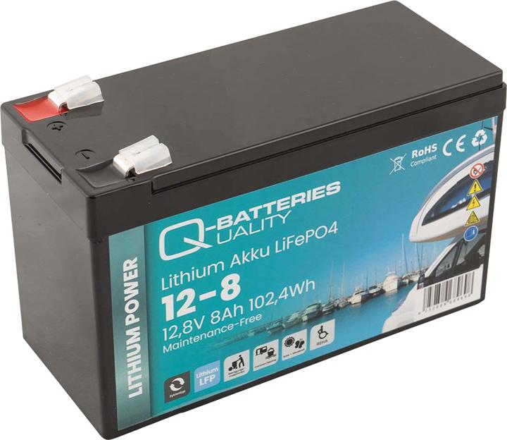 Produktbild Q-Batteries Lithium Akku 12-8 12,8V 8Ah 102,4Wh LiFePO4 Batterie (12.80 V, 8 Ah)