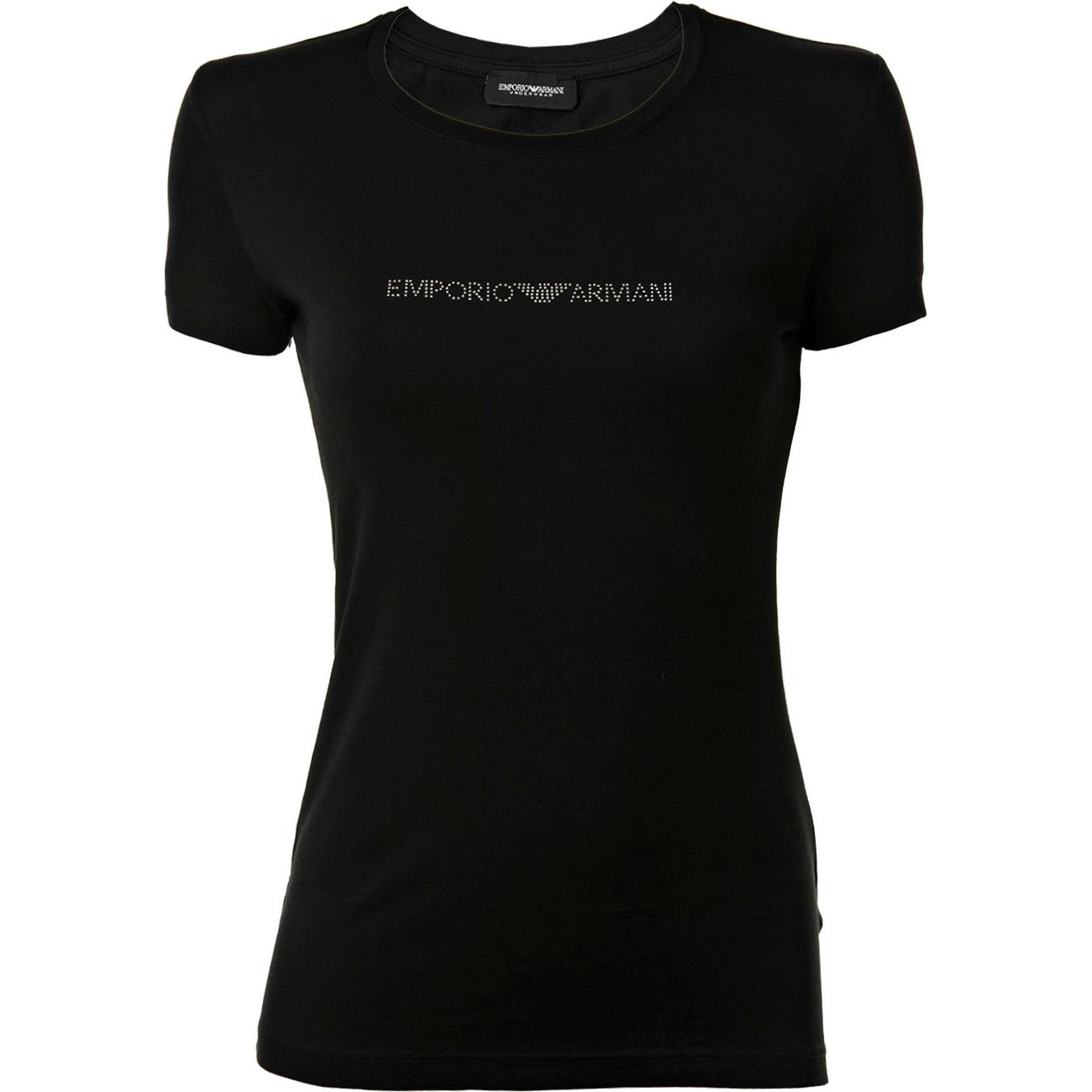Emporio Armani, Damen, Shirt, T-Shirt Homewear Figurbetont - 10543, Schwarz, (XS)