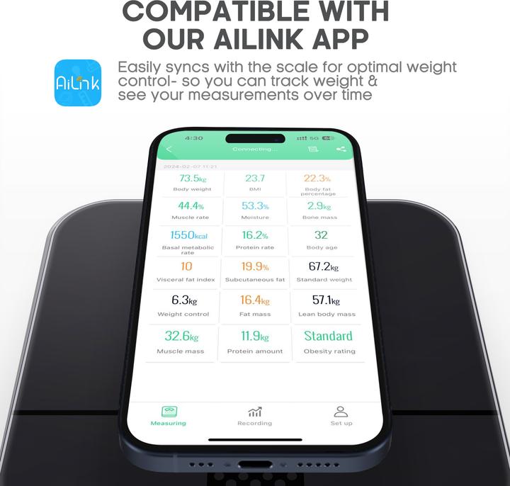 Produktbild OYeet O'Yeet Smarte Körperanalysewaage BS-OY02 Schwarz (180 kg)