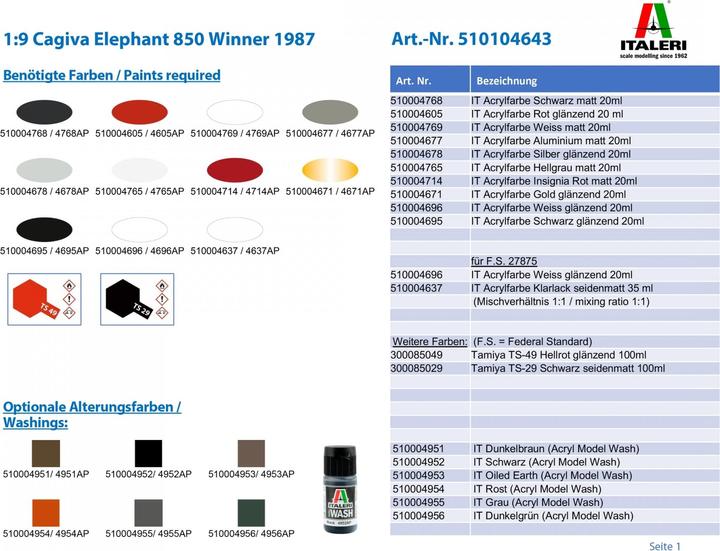 Actual product image Italeri 1:9 Cagiva Elephant 850 Winner 1987